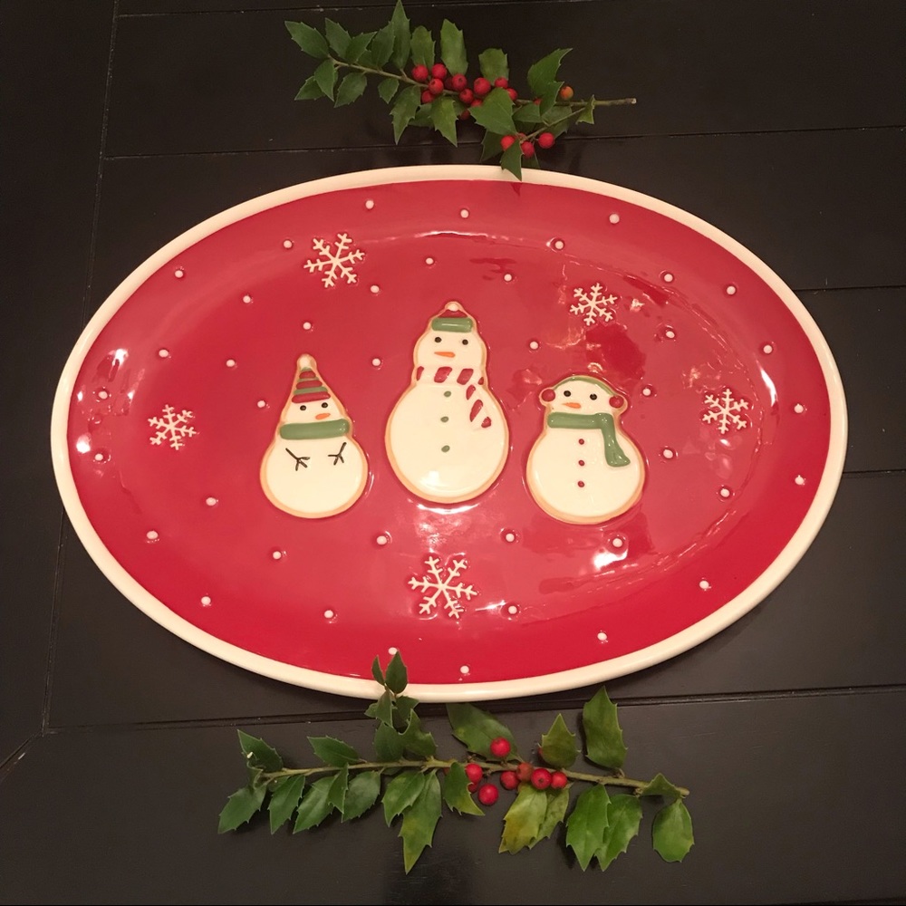 Hallmark Christmas Snowman Oval Serving Platter